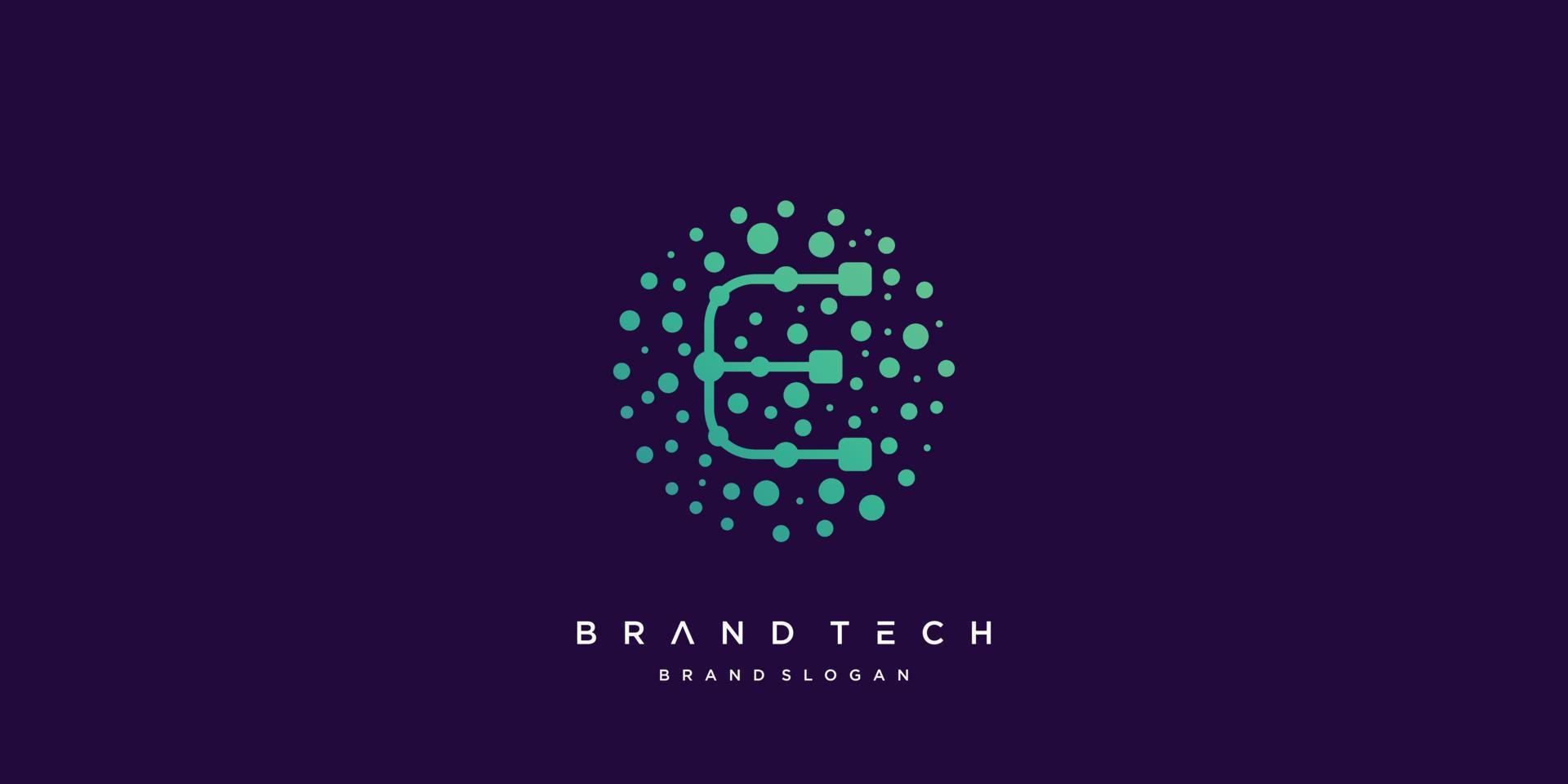 tech logo e mit kreativem molekülstil vektor teil 3