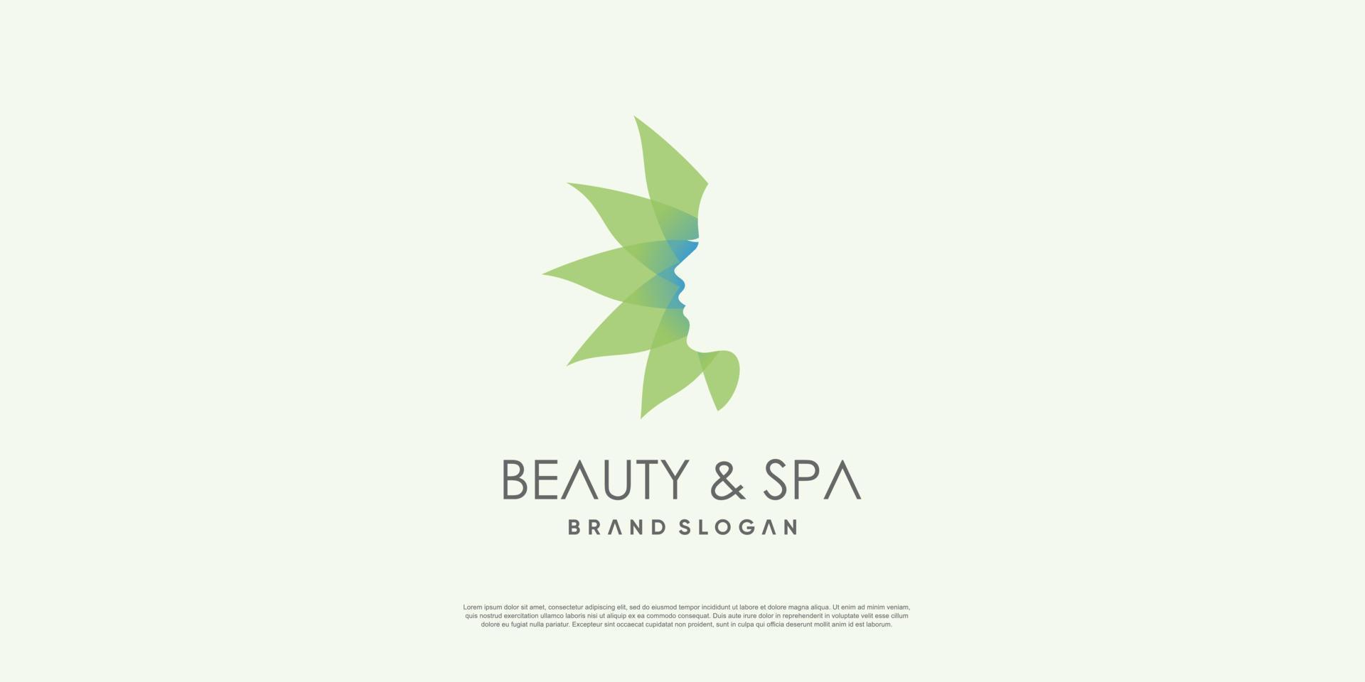 skönhet och spa logotyp för kvinnor med unikt koncept premium vektor