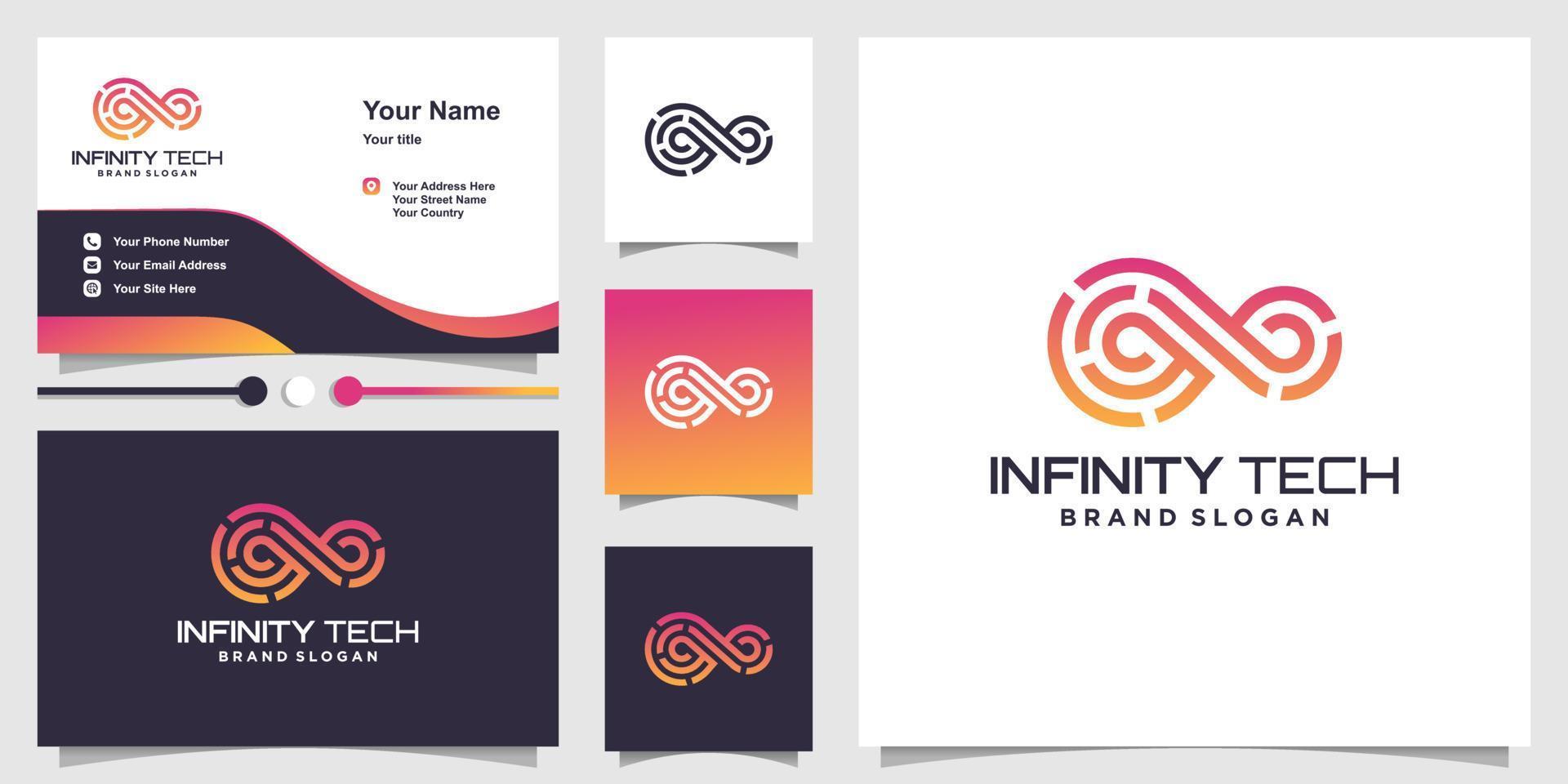 infinity teknologi logotyp med modern abstrakt koncept premium vektor