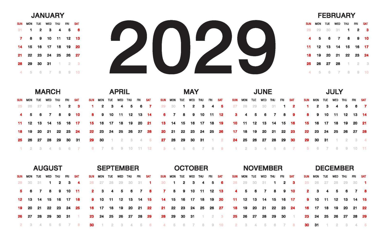 Kalender 2025 Vorlagenvektor vektor