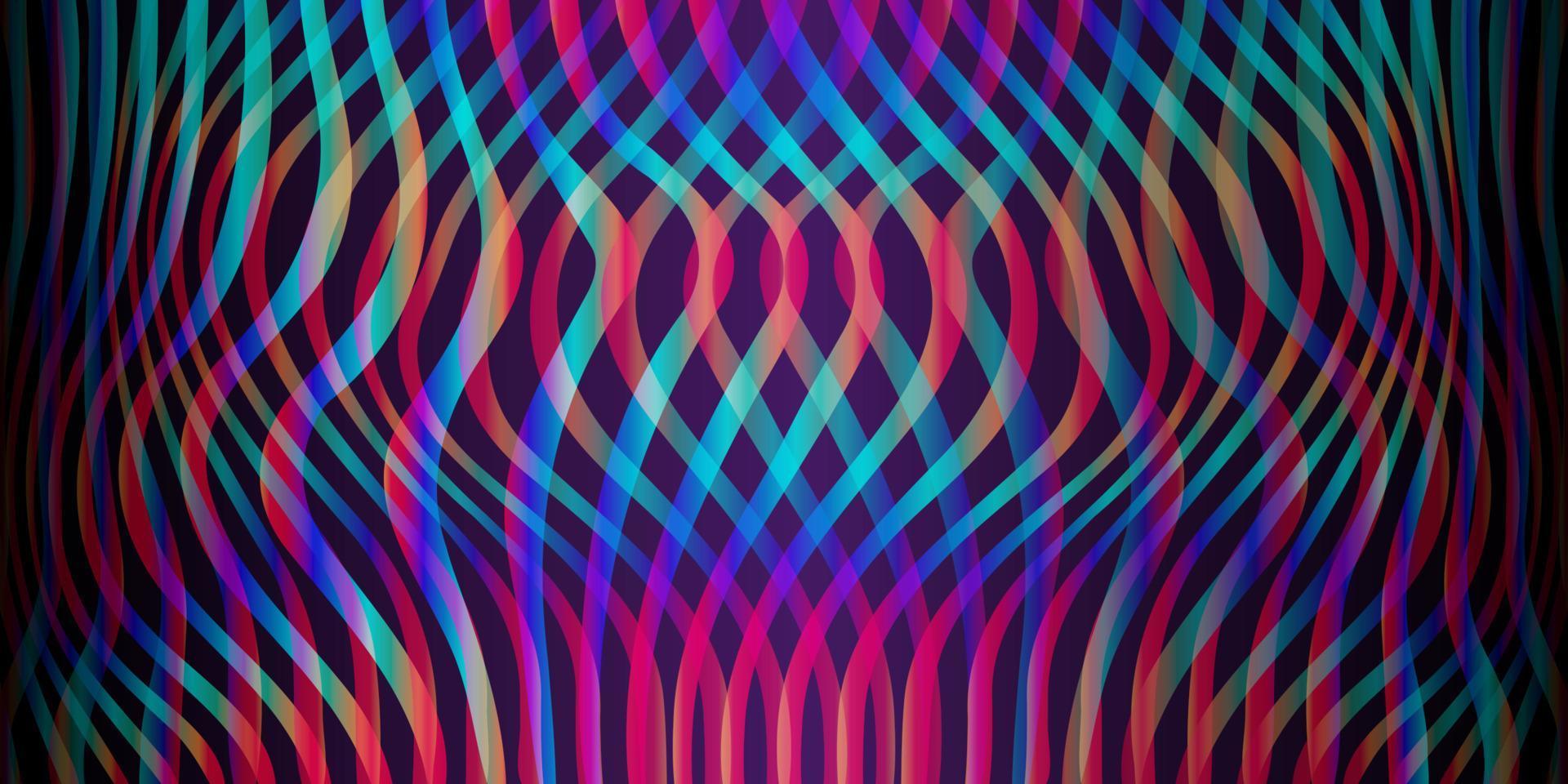 Retro-Musterhintergrund, Trend-Cyberpunk-Hintergrund, 80er-Party-Hintergrund, Linienmuster, bunte Textur mit Farbverlauf, abstrakte bunte Techno-Kulisse, futuristischer Farbverlauf. Vektor im Cyberpunk-Stil