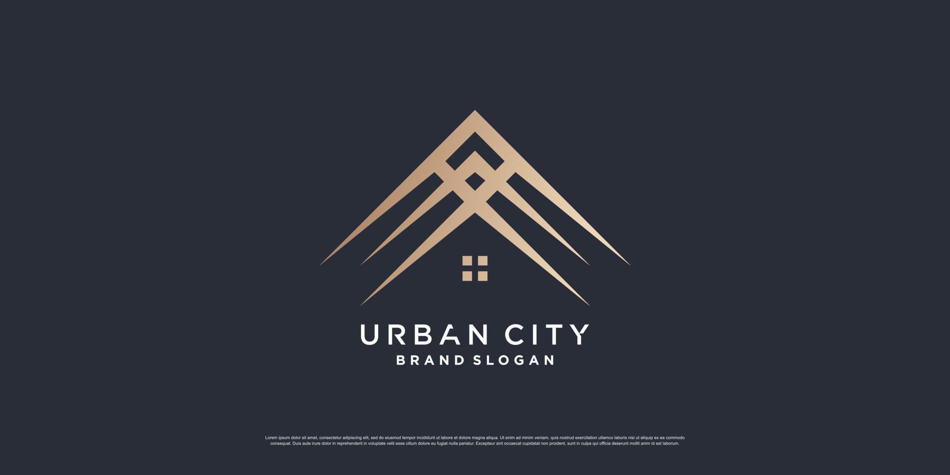 urban city logotyp koncept med lyxig design premium vektor