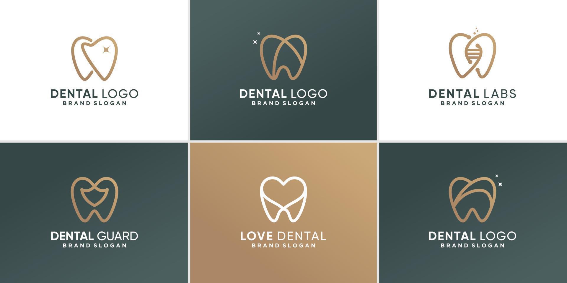 dental logotyp samling med olika element koncept premium vektor