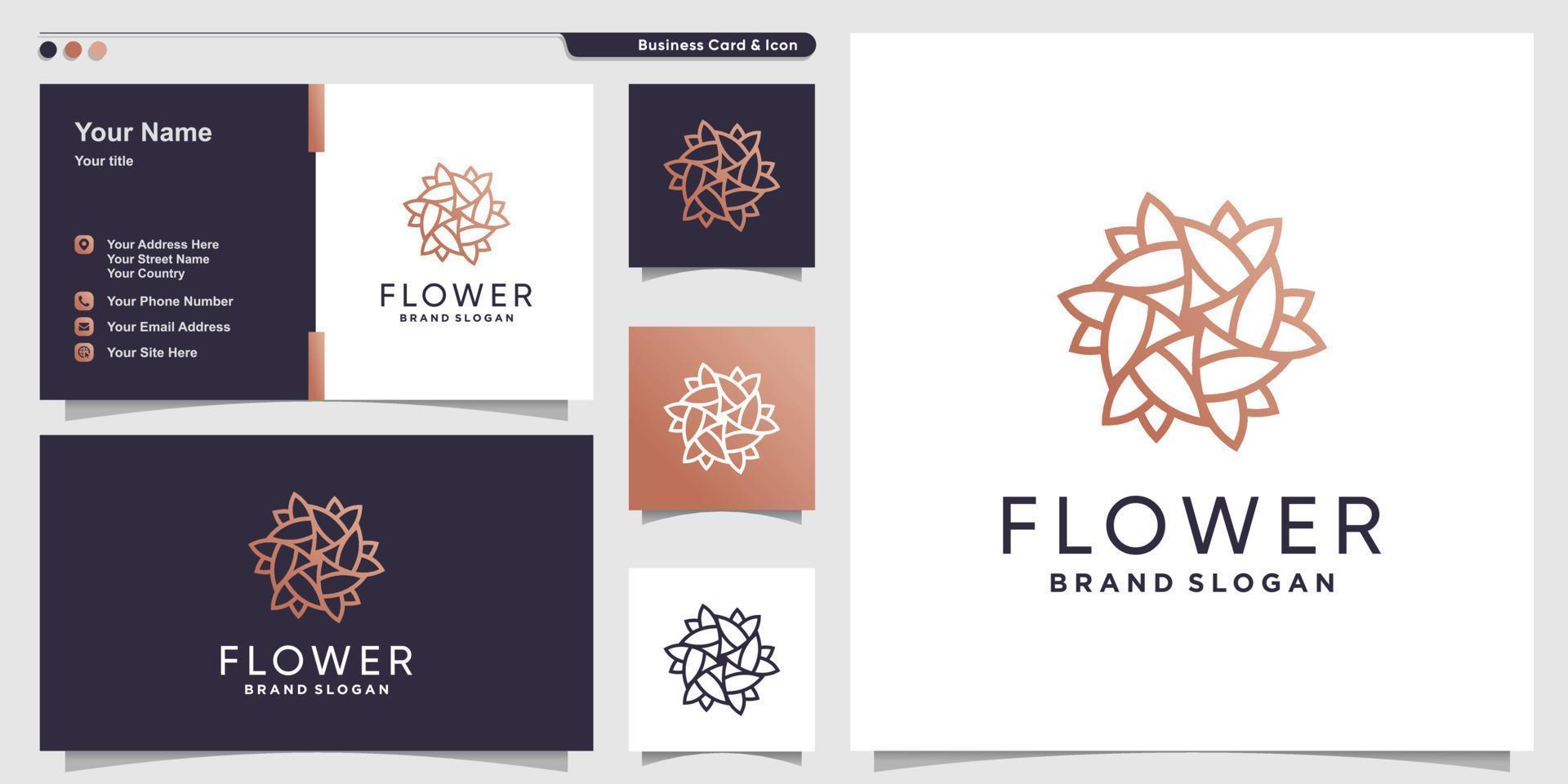 kreativ blomma logotyp abstrakt med linjekonst stil premium vektor