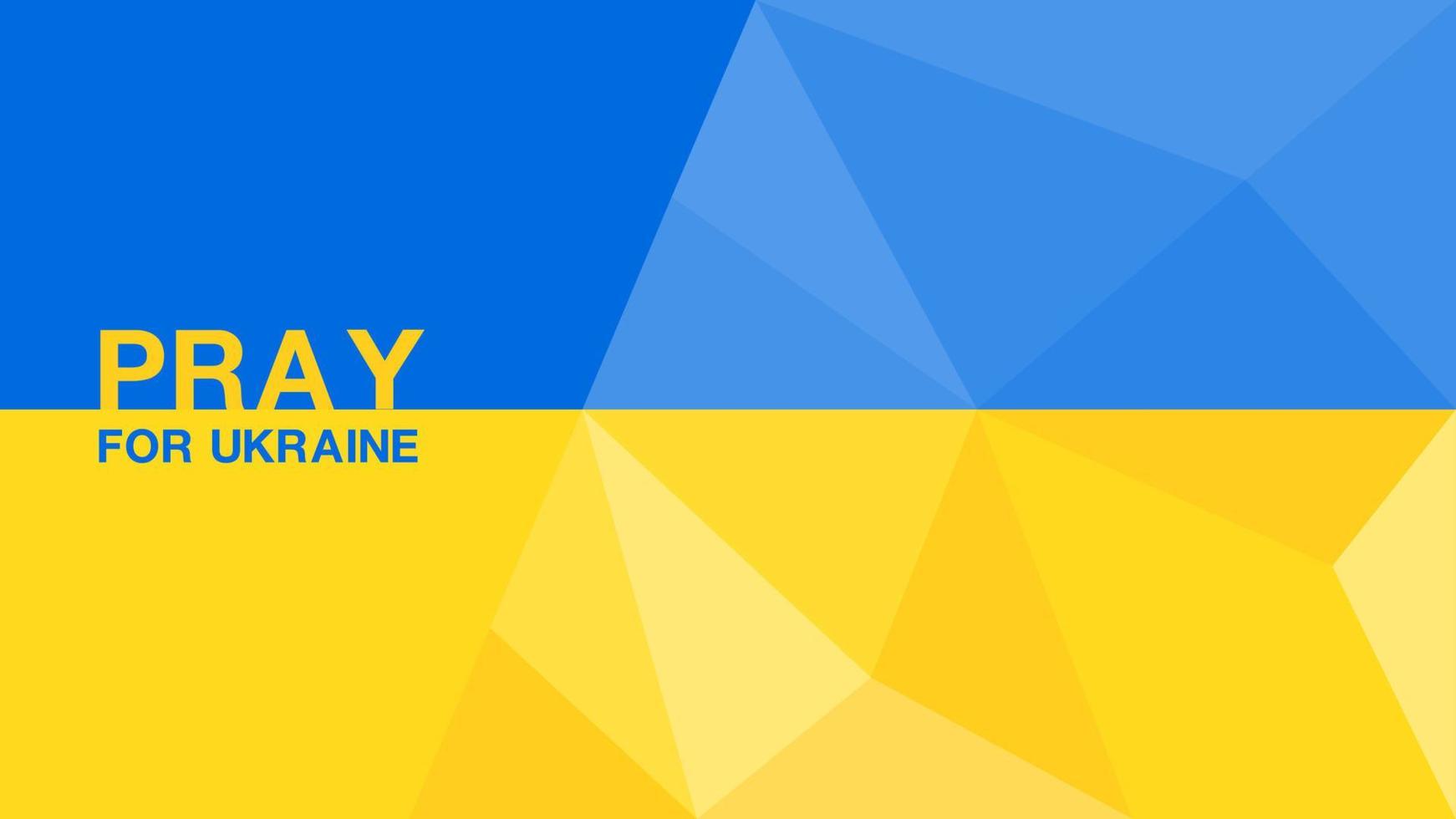 bete für die ukraine auf flaggenpolygonhintergrund, ukrainische flaggenpolygontextur, kein krieg in der ukraine konzept, broschürenflyerdesign, blaues und gelbes banner, vektorillustration vektor