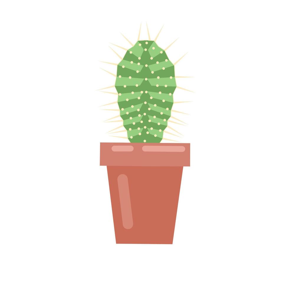 vektorgrafik illustration av en kaktus i en kruka. söt taggig kaktusväxtdesign i platt stil. perfekt för klistermärken, barnbokomslag och webblogotyper. vektor