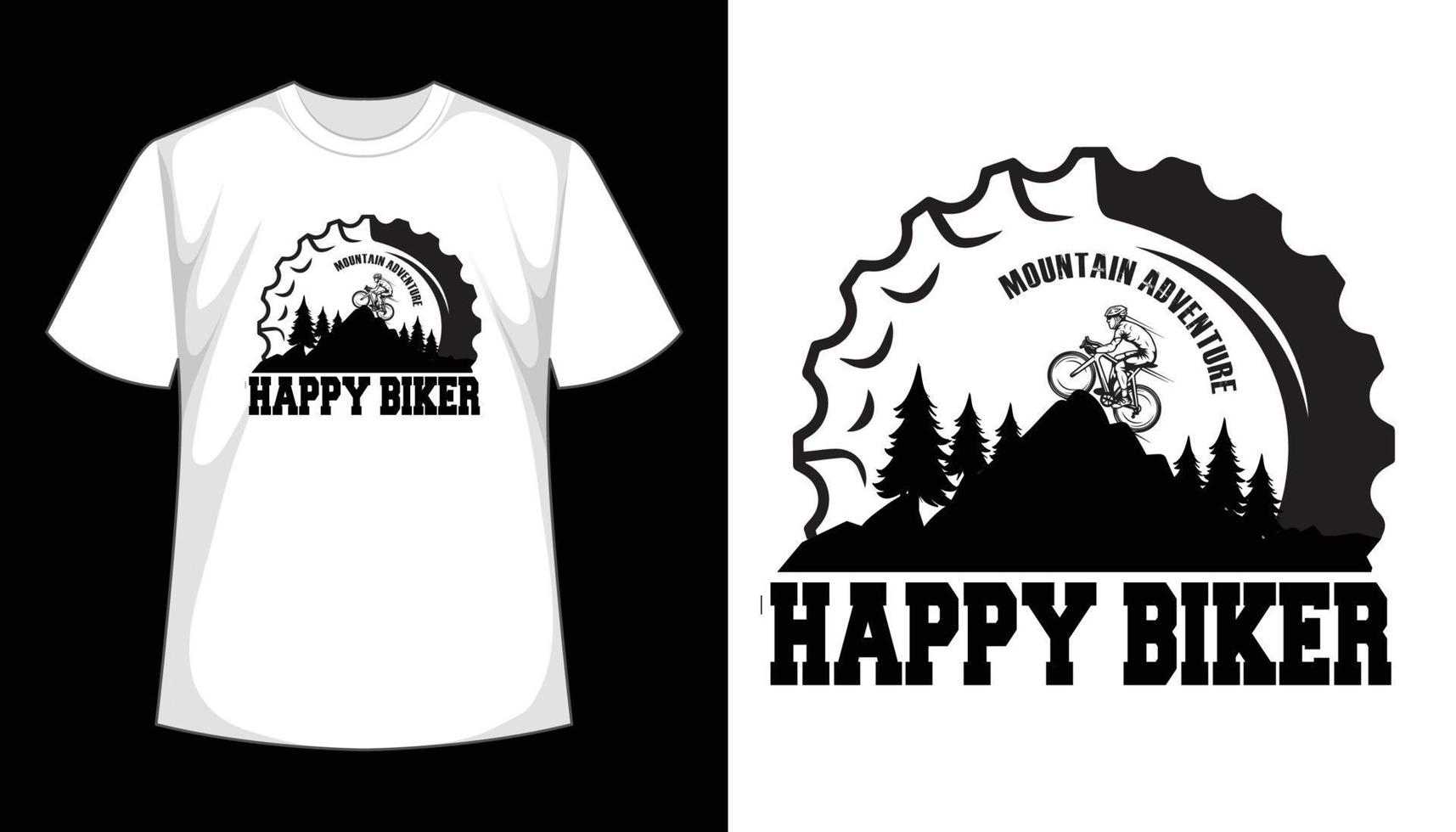 bergabenteuer glückliches biker-t-shirt-design, vintage retro, typografie-t-shirt-vorlage. vektor