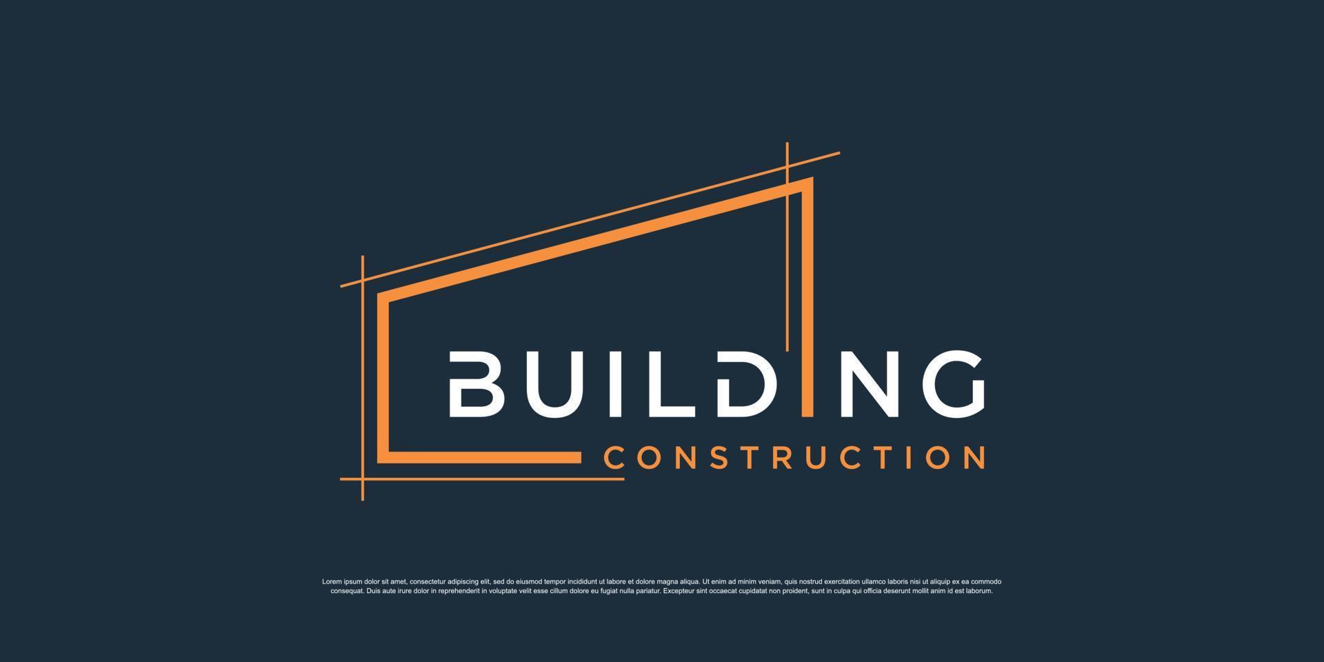 Gebäude-Logo-Vorlage mit minimalistischem Linienkunstkonzept Premium-Vektor vektor