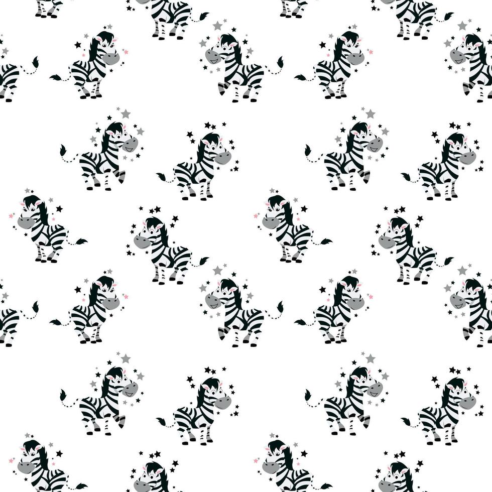 seamless mönster med tecknade zebror. vektor