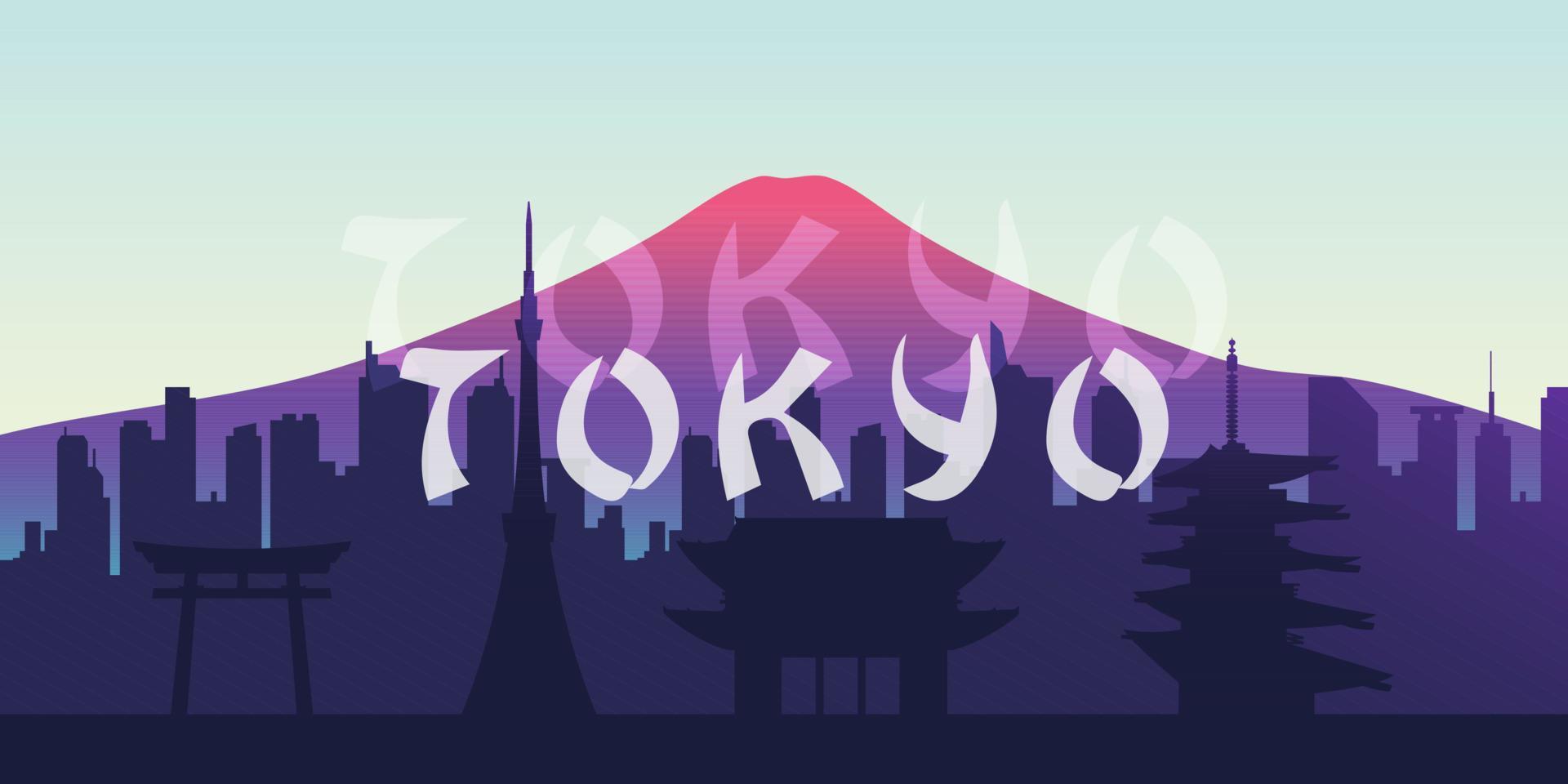 siluett av Tokyos skyline vektor