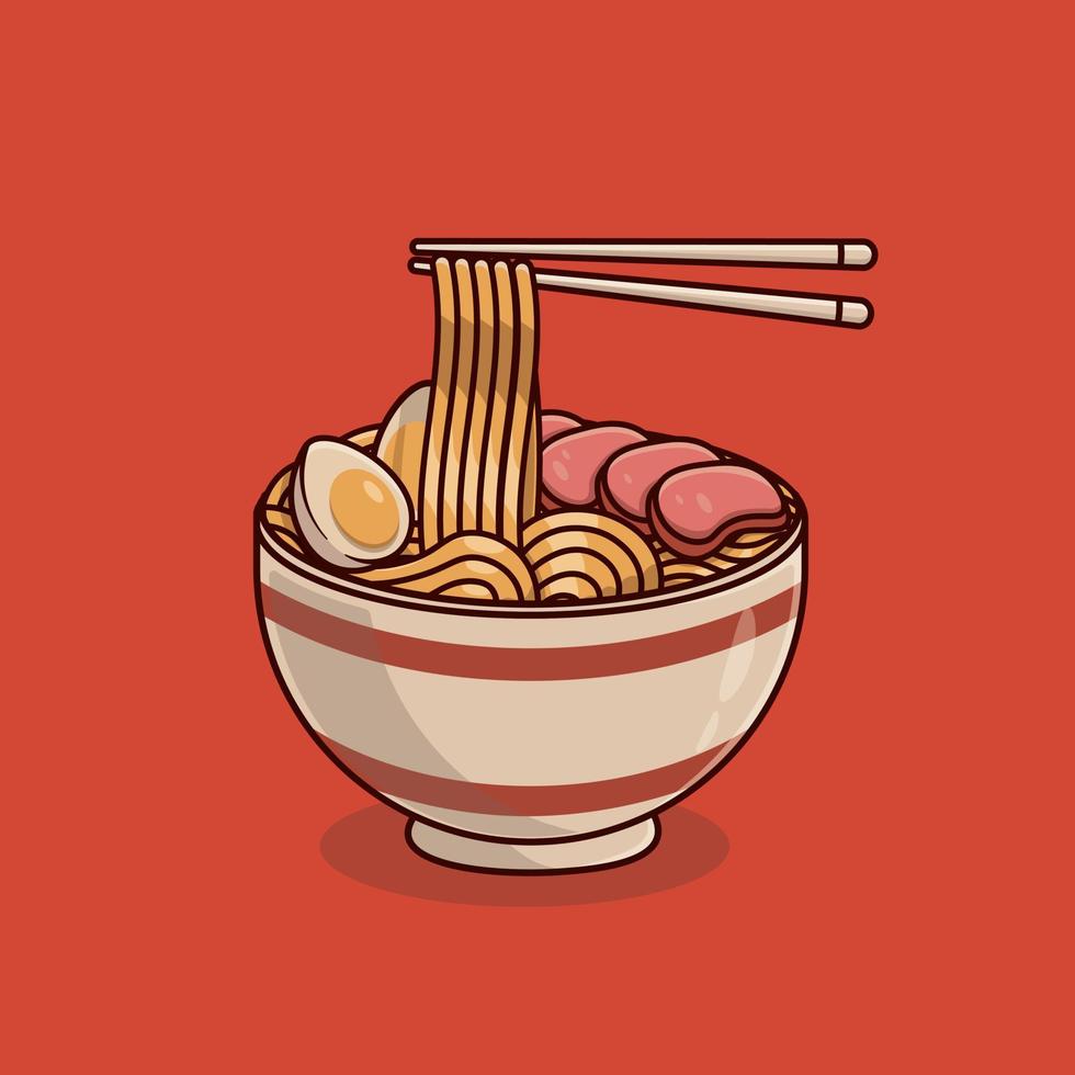 Ramen-Nudel-Cartoon-Vektor-Illustration vektor