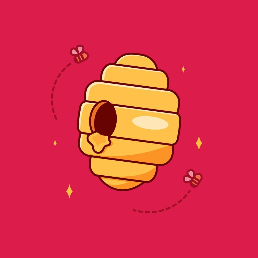 Bienenstock Honig Cartoon flache Lebensmittel Symbol Vektor