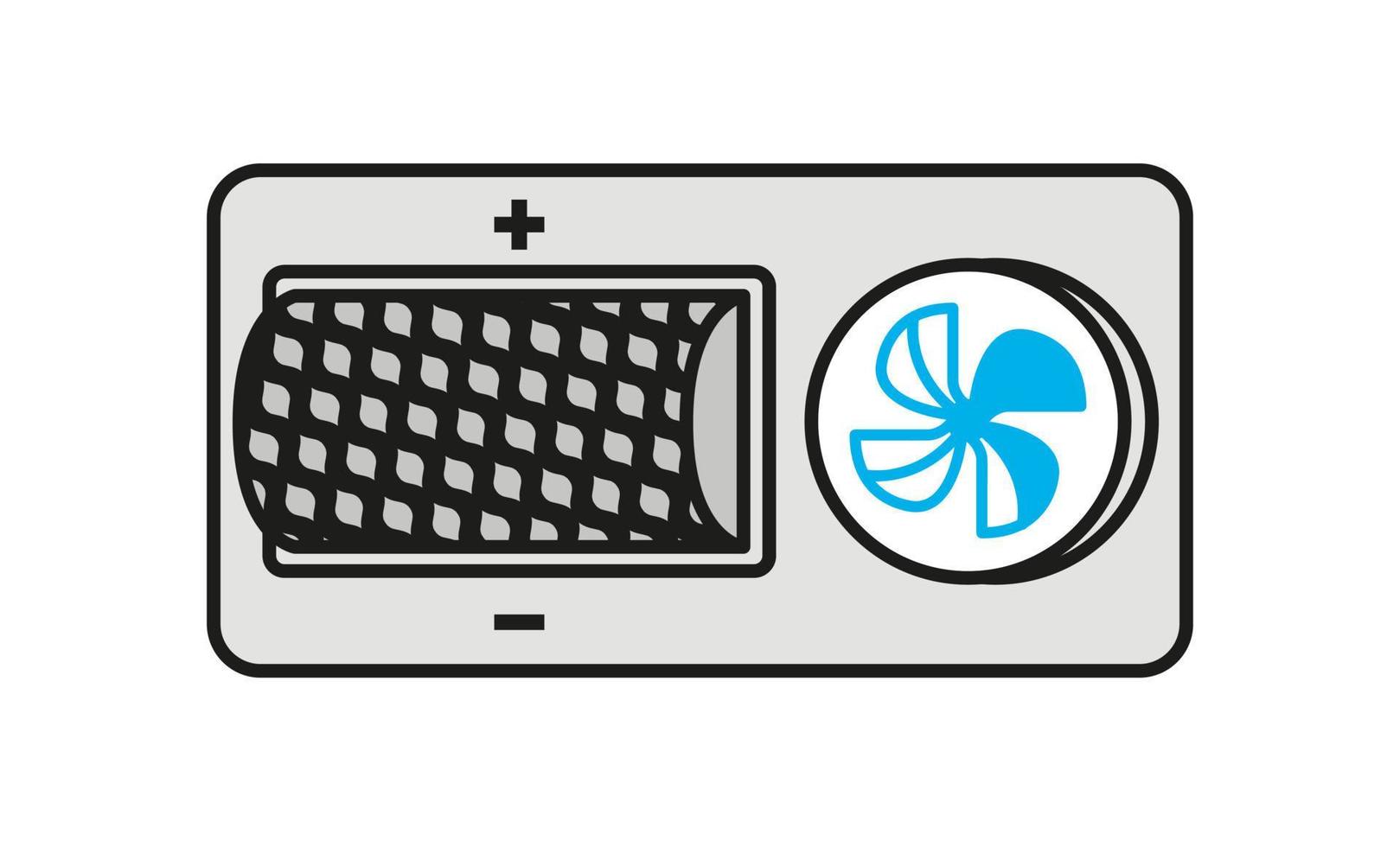 Symbol für die Einstellung der Klimaanlage im Auto. Schaltflächensymbol für die Einstellung der Klimaanlage im Auto. Silhouette und lineares Originallogo. einfaches Outline-Stil-Schild-Symbol. Vektor-Illustration isoliert auf weißem Hintergrund. vektor