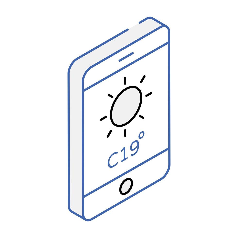 ein isometrisches symbol für eine mobile wetter-app vektor