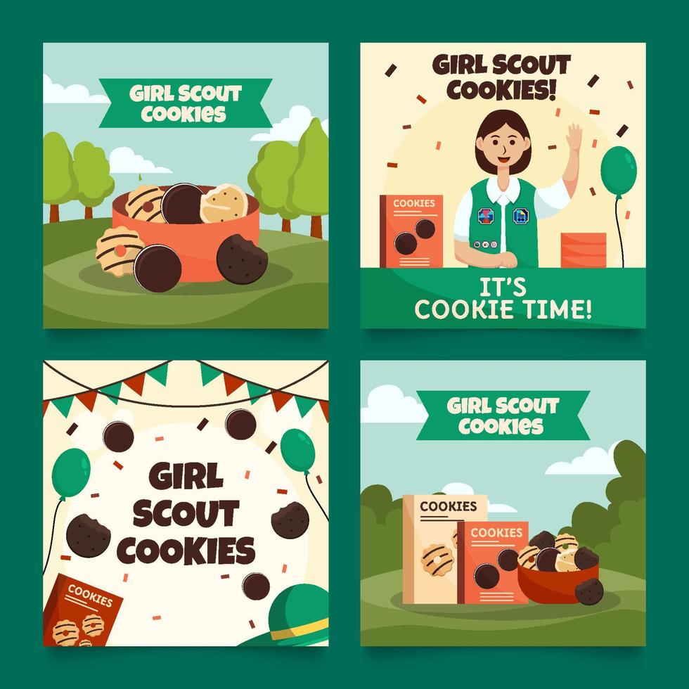 tjejer scout cookies sociala medier vektor