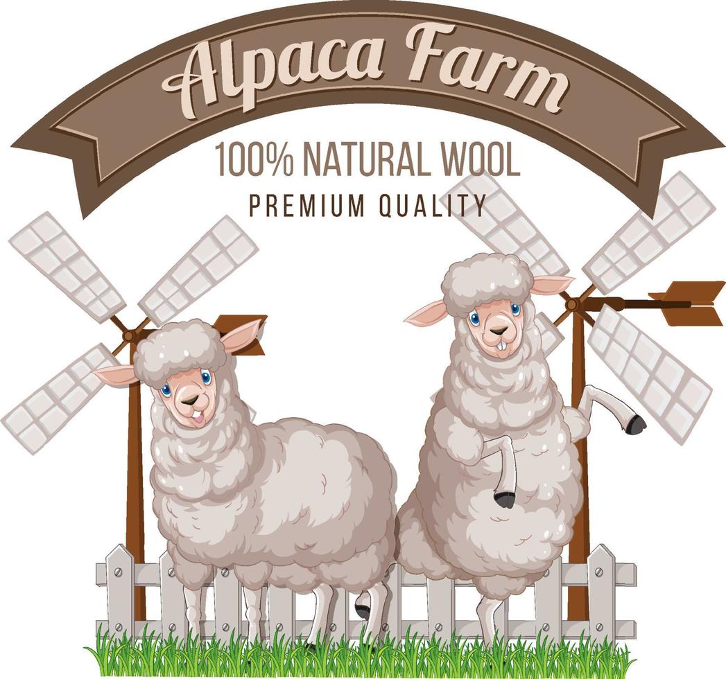 Alpaka-Farm-Logo für Wollprodukte vektor