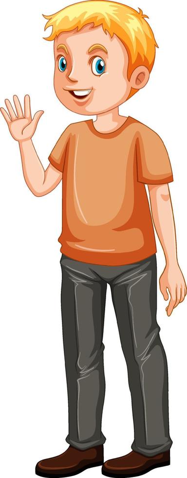 ein mann, der orange t-shirt cartoon trägt vektor