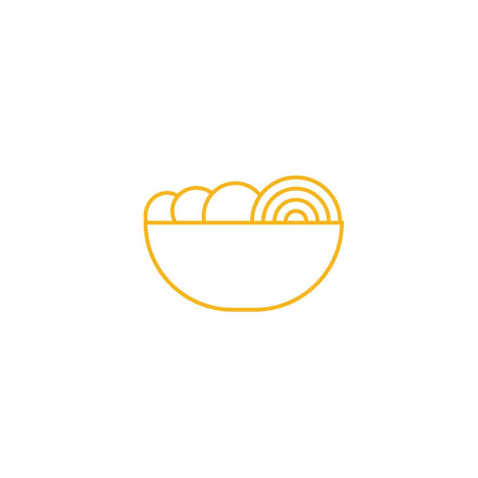 Modernes köstliches Bakso-Fleischbällchen und Nudel-Ramen-Samyang-Restaurantschüssel-Essstäbchen-Löffel-Logo. Vektorgrafik vektor