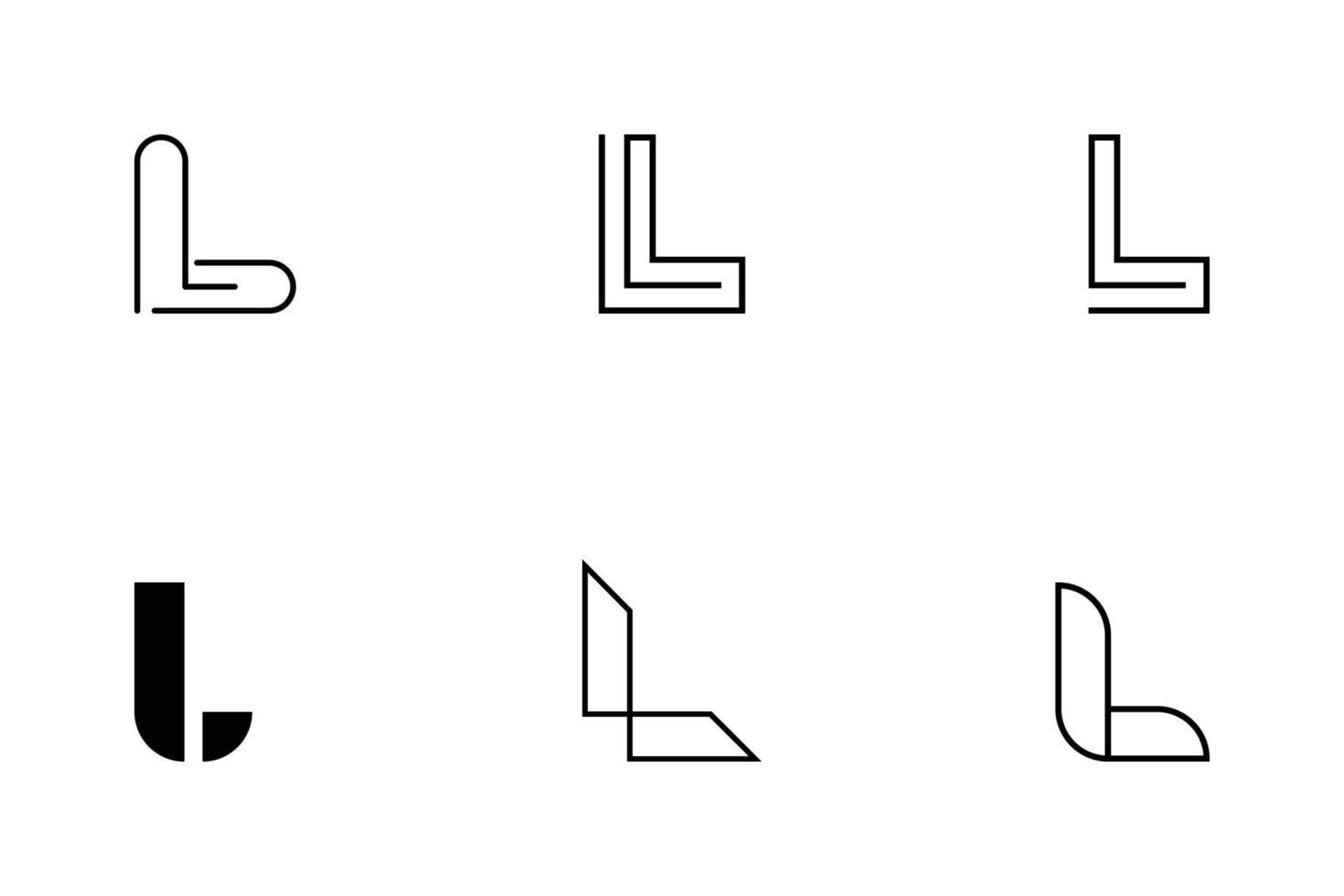 uppsättning av monogram bokstaven l logotyp vektor design