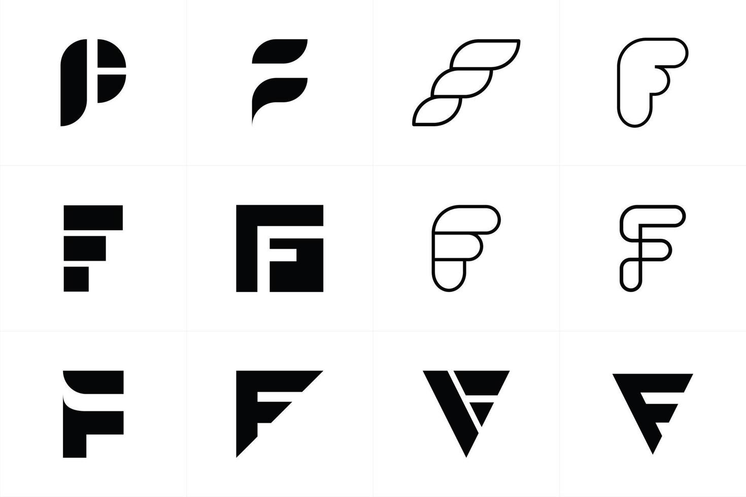 uppsättning av monogram bokstaven f logotyp vektor design