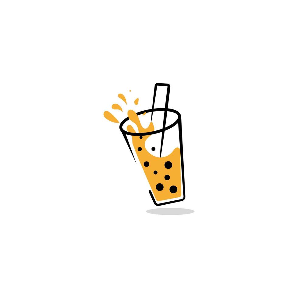 bubbla drink te logotyp. bra för boba milkshake, thailändskt te, pärlor, färsk fruktjuice söt dryck. vektor konst illustration