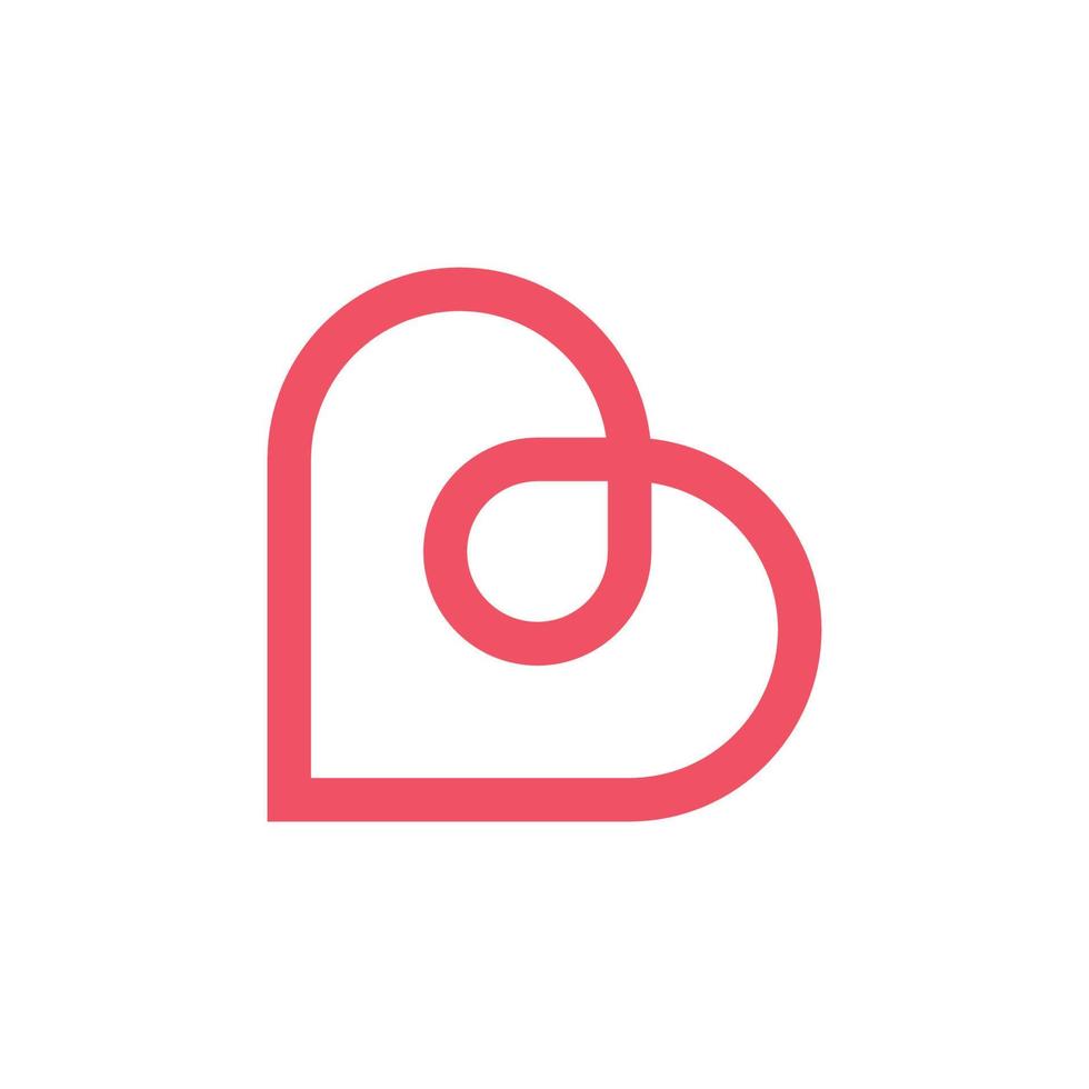 minimalistisk bokstaven b kärlek logotyp mall. älskar ikon design. vektor konst illustration