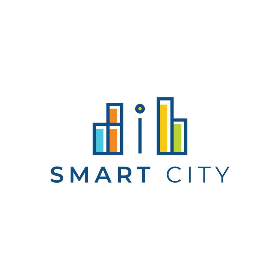 Smart-City-Logo-Design-Vektor. gut für Immobilien, Bau, Wohnung, Gebäude, Haus und Architektur. vektor