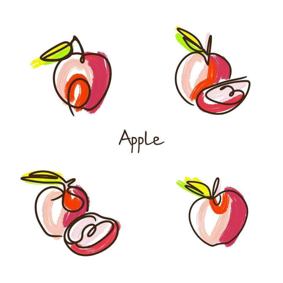 Reihe von mehrfarbigen Äpfeln vektor
