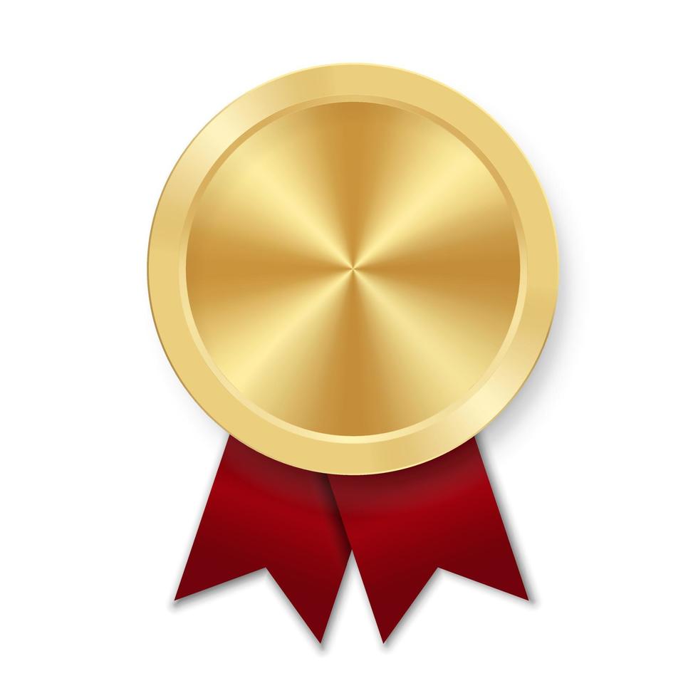 gyllene utmärkelse sportmedalj för vinnare med rött band vektor