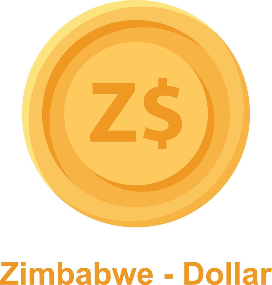 zimbabwe dollar mynt isolerade vektor ikon som enkelt kan ändra eller redigera