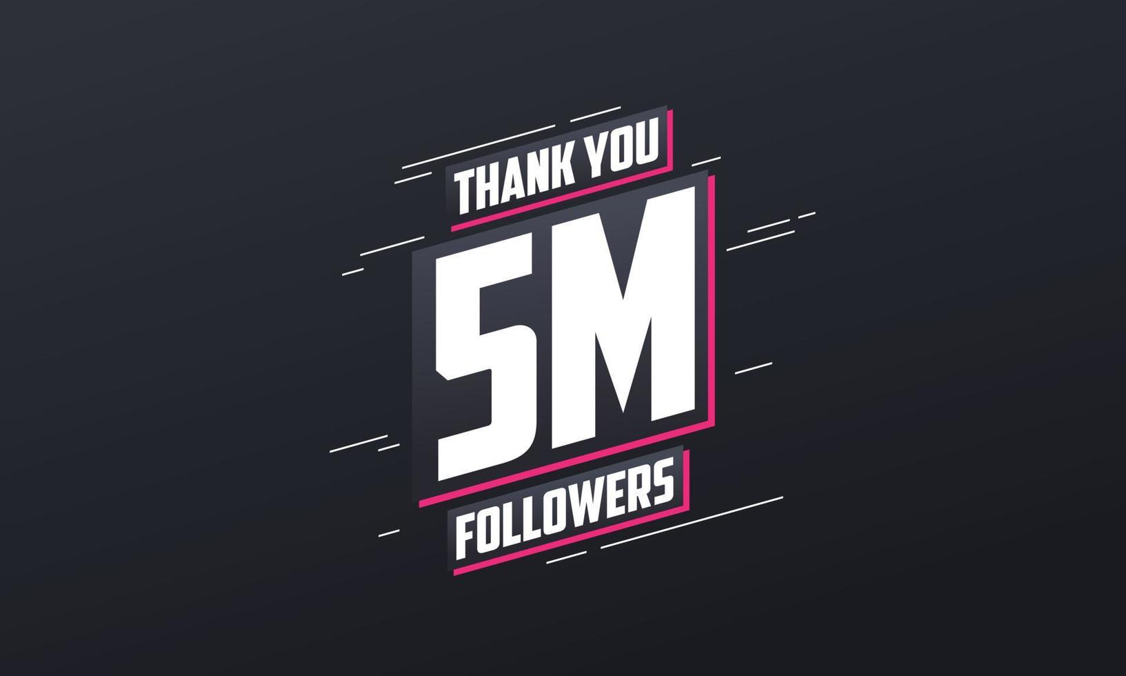 tack 5 miljoner följare, mall för gratulationskort för sociala nätverk. vektor