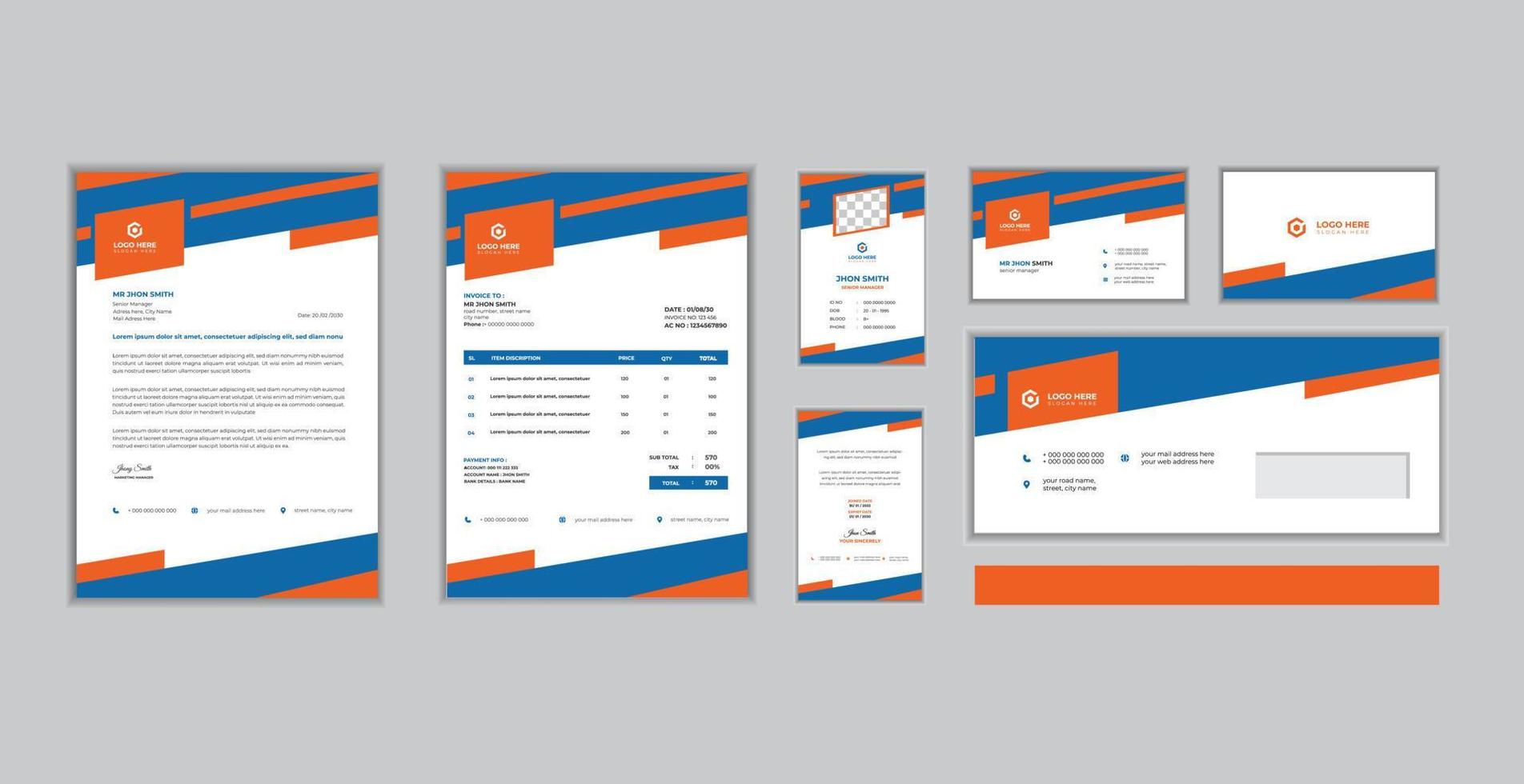 Briefpapier-Design und Firmen-Branding Briefpapier-Set-Design vektor