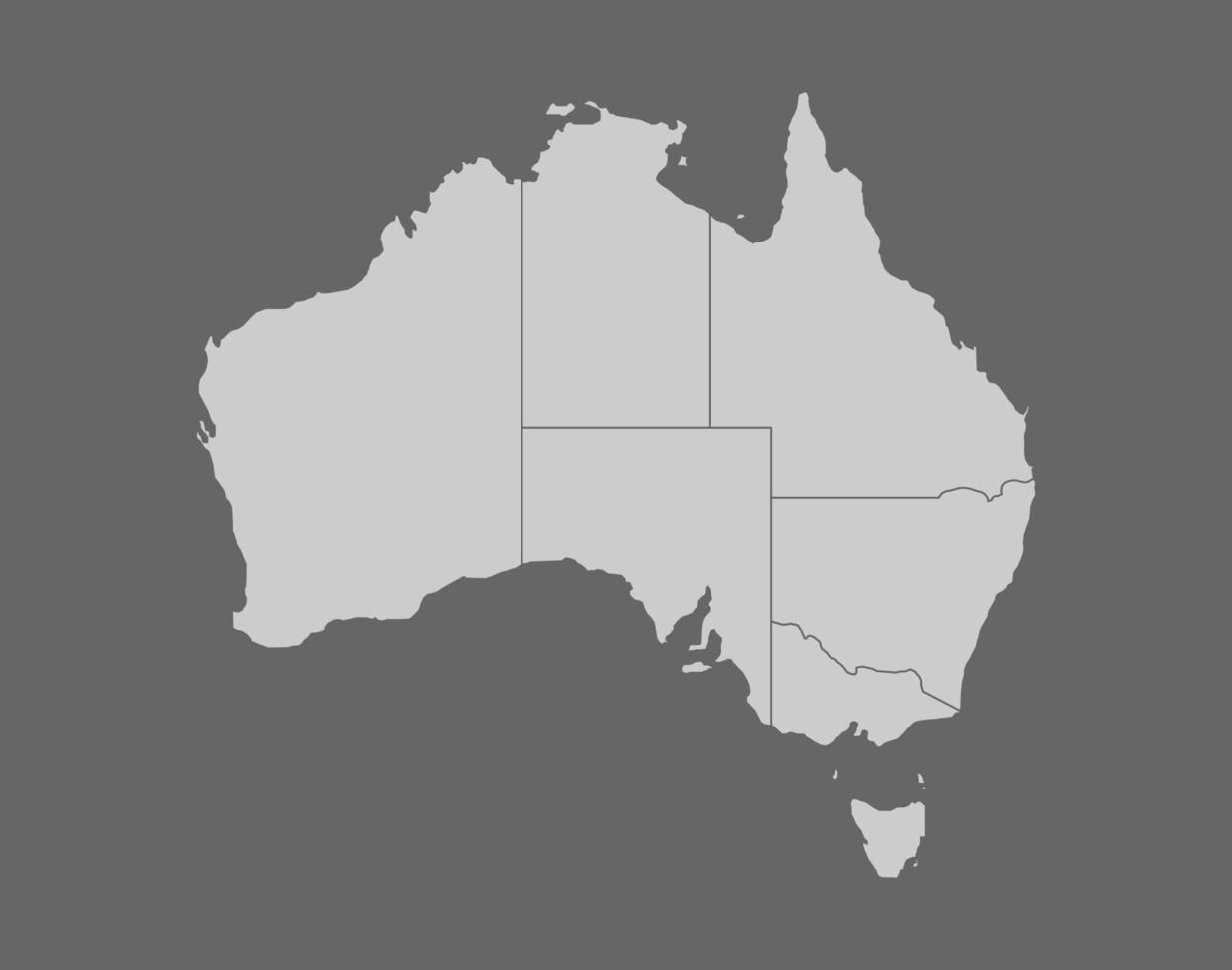 den regionala kartan över Australien på grå bakgrund vektor