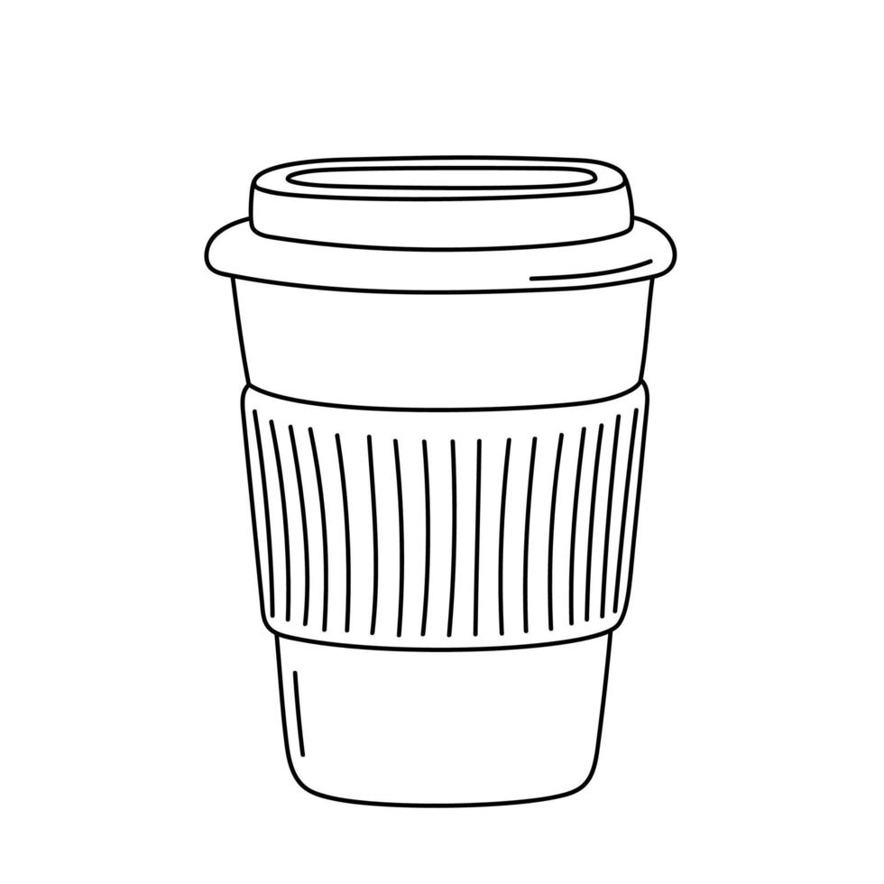Kaffeetasse aus Papier zum Mitnehmen im Doodle-Stil. vektor