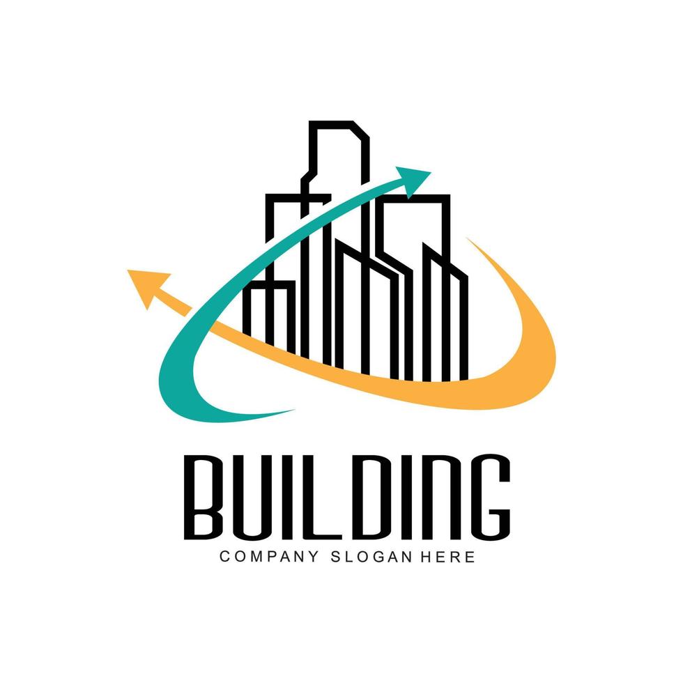 stadsbyggnad konstruktion logotyp design premium kvalitet linje vektor illustration