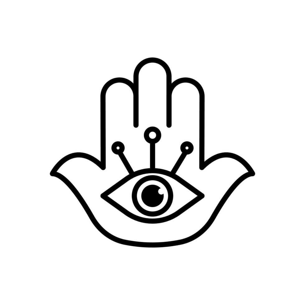 Auge Hamsa-Zeichen. Gottes Hand. Schutz vor bösem Blick. Glück, Glück. editierbarer Strich. Vektor-Illustration vektor