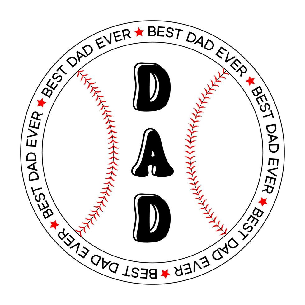 Baseball-Medaille für den besten Vater aller Zeiten. Vatertags-T-Shirt oder Becherdruck als Geschenk. Sublimationsschnittdatei für Grußkarten oder Becher vektor