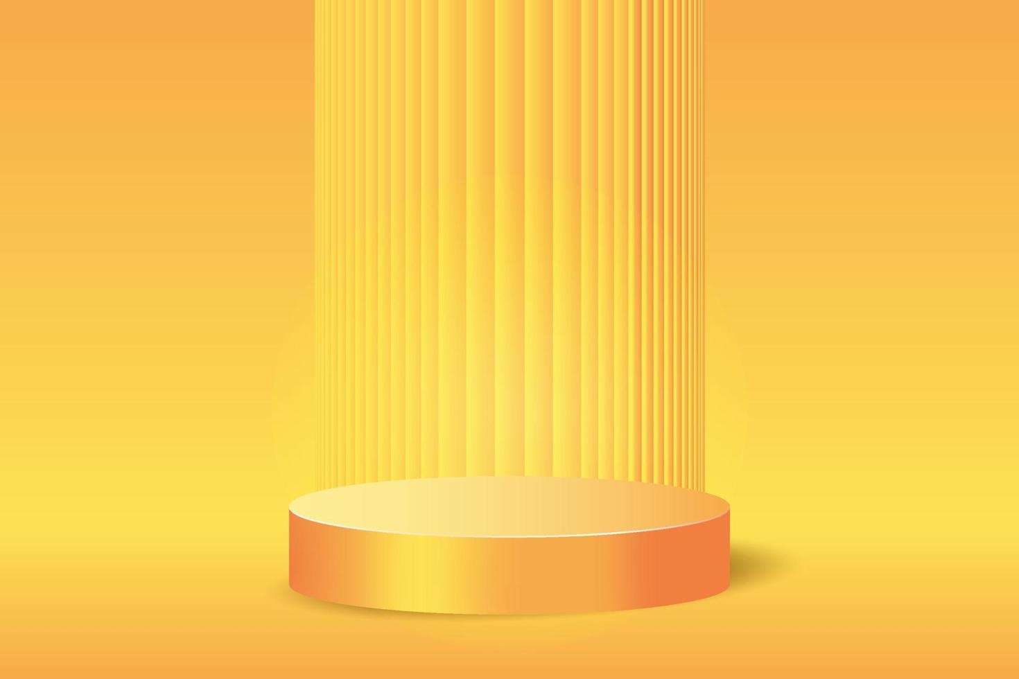 leuchtend orangefarbenes Podium. 3D-Produktstandhintergrund. Luxusplattform für Kosmetikdisplays mit minimaler Dekoration. modell für verkaufsbanner vektor