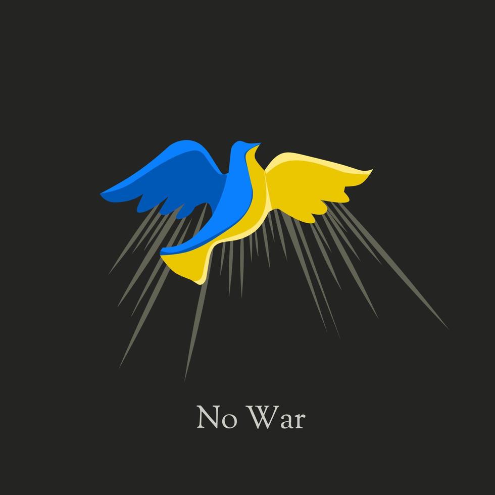 Illustration eines fliegenden Vogels, kein Krieg in der Ukraine-Kampagne, geeignet für Hintergrund, Poster, Banner. vektor