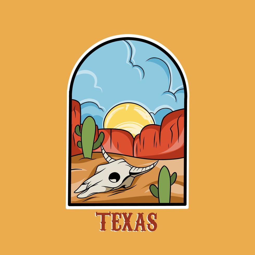 Illustrationsvektorgrafik von Texas-Landschaft, Longhorn-Symbol, geeignet für Hintergrund, Banner, Poster usw. vektor