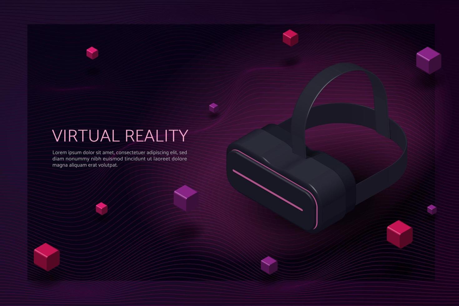 Virtual-Reality-Brille mit herumschwebenden Objekten vektor