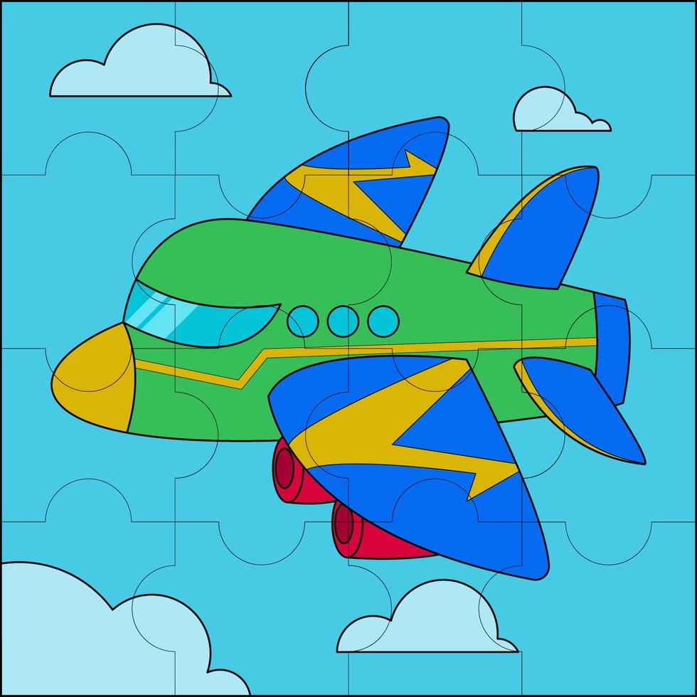 Flugzeug am Himmel, geeignet für Kinder-Puzzle-Vektorillustration vektor