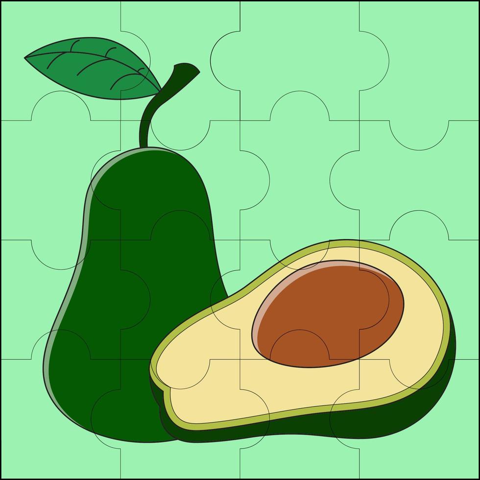 Avocado geeignet für Kinder-Puzzle-Vektor-Illustration vektor