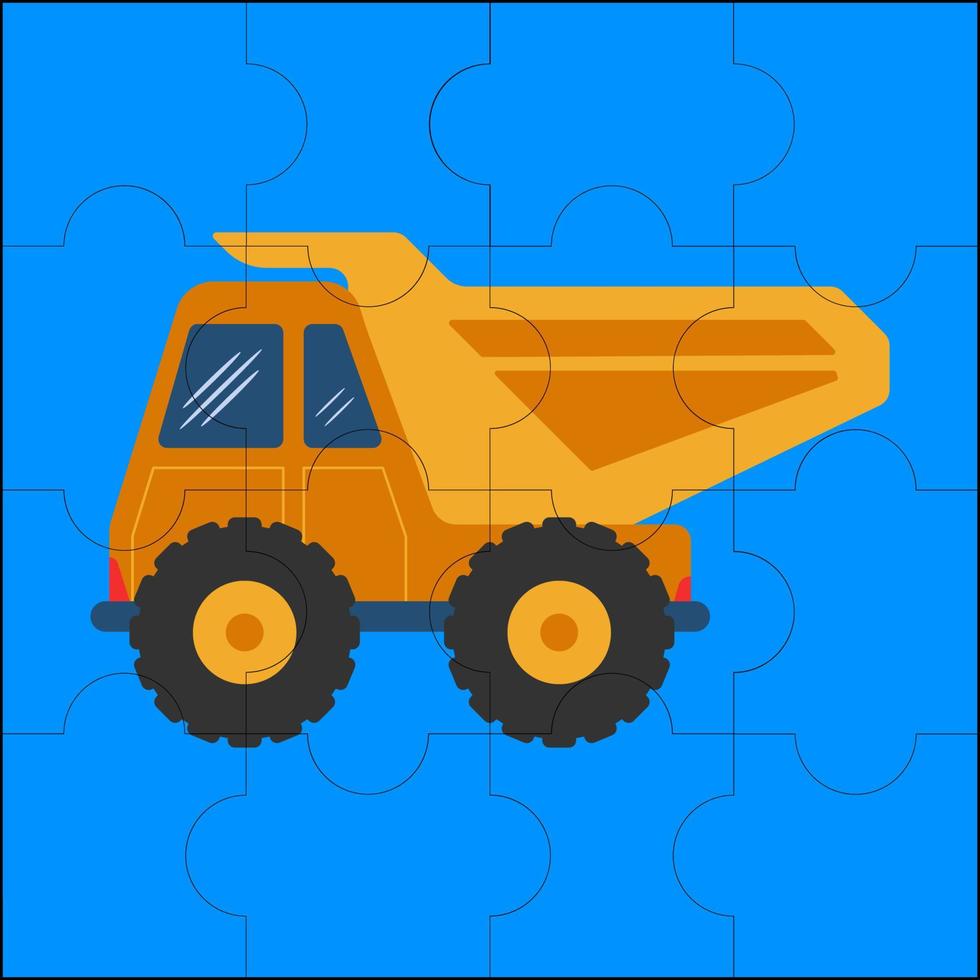 lkw-bau geeignet für kinder-puzzle-vektorillustration vektor