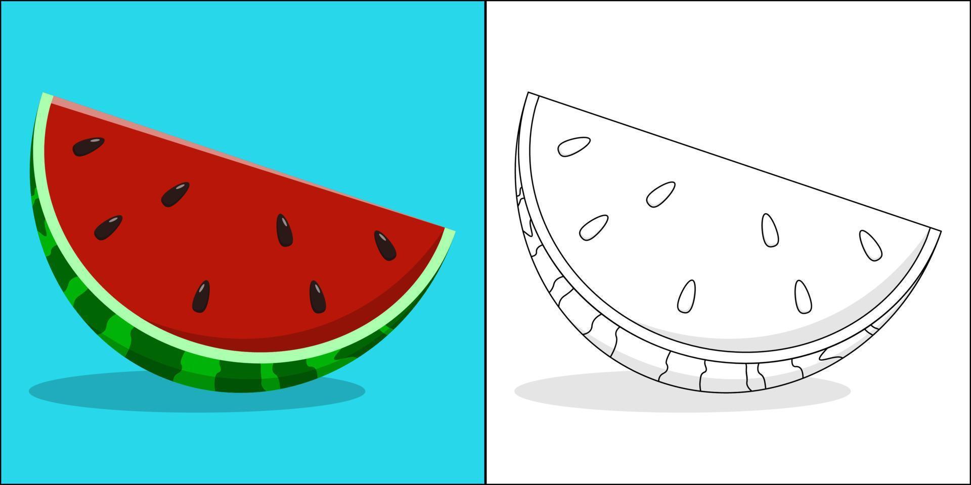 frische wassermelone geeignet für kinderfarbseiten-vektorillustration vektor