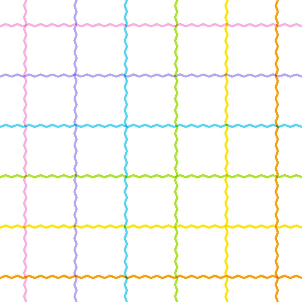 Pastellregenbogen niedlich Zickzacklinie Streifen gestreifte Geometrie Mesh kariert kariert scott tartan kariert Cartoon Vektor nahtloser Musterdruck Hintergrund