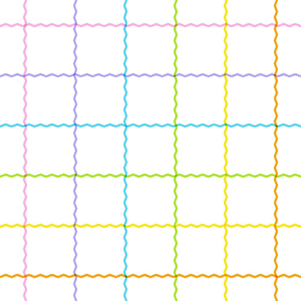 pastell regnbåge söt sicksack linje rand randig geometri mesh pläd rutig scott tartan gingham tecknad vektor sömlöst mönster tryck bakgrund