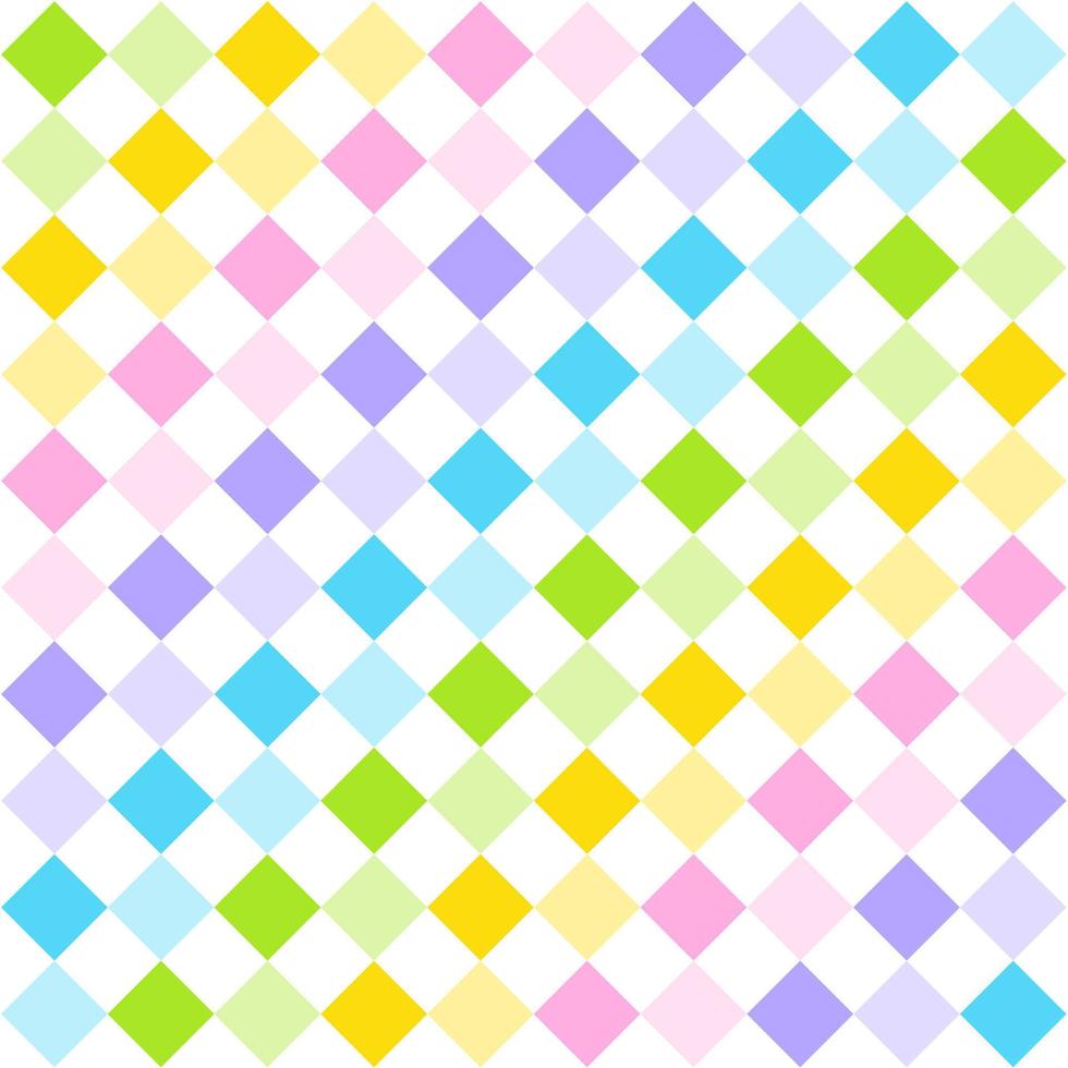 söt pastell regnbåge diamant kvadratisk abstrakt form diagonal element gingham rutig tartan pläd scott mönster platt tecknad vektor sömlöst mönster tryck bakgrund mode tyg picknick matta scarf