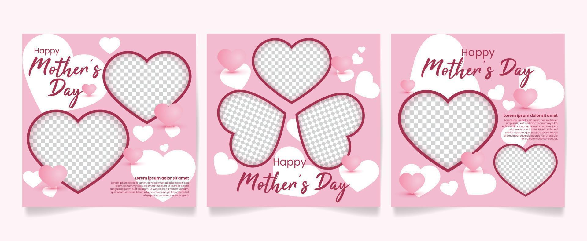 Happy Mother's Day Social Media Post Template rosa Farbe mit Liebessymbol vektor