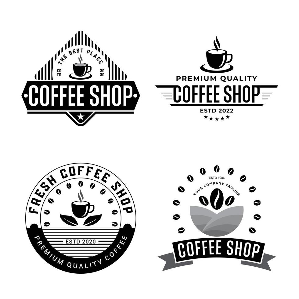 Kaffee-Logo-Vektor-Illustration, Kaffee-Set-Design. Vintage Retro-Kaffee-Vektor-Logo. vektor